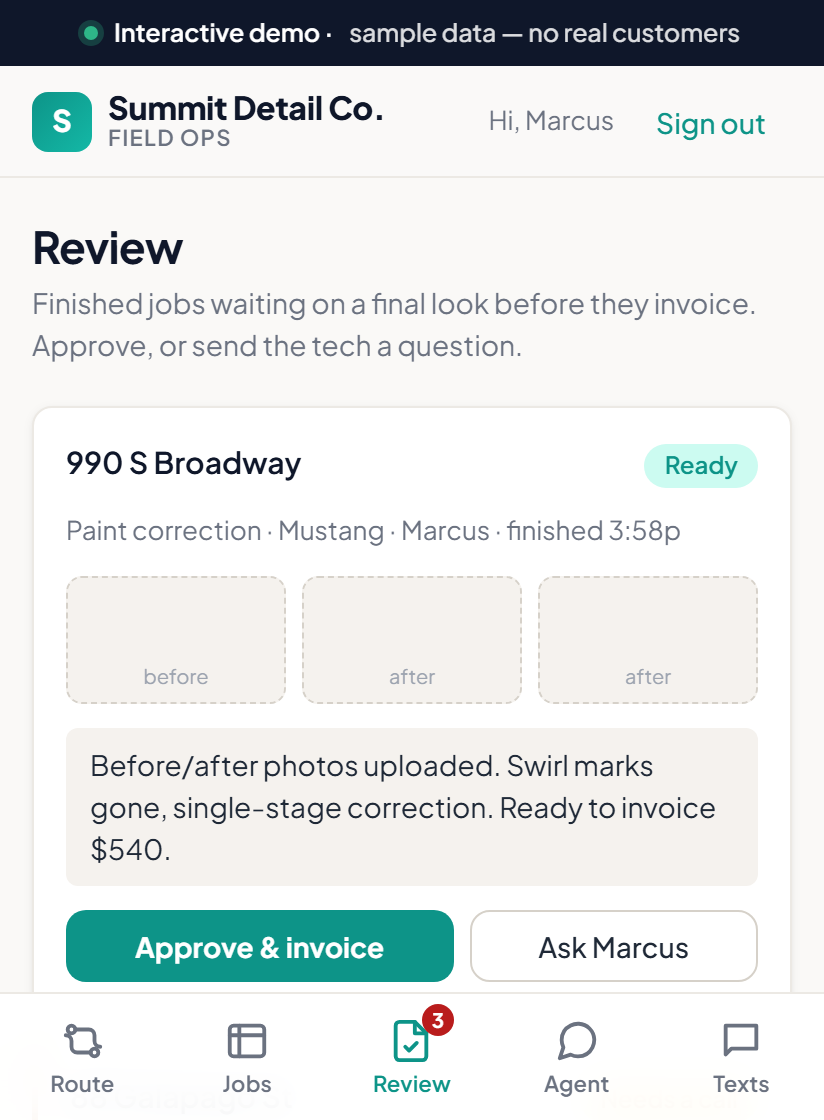 Field Ops &mdash; review queue