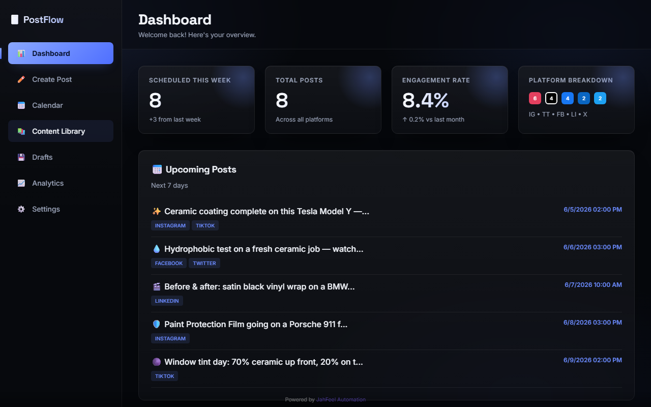 Social scheduler dashboard
