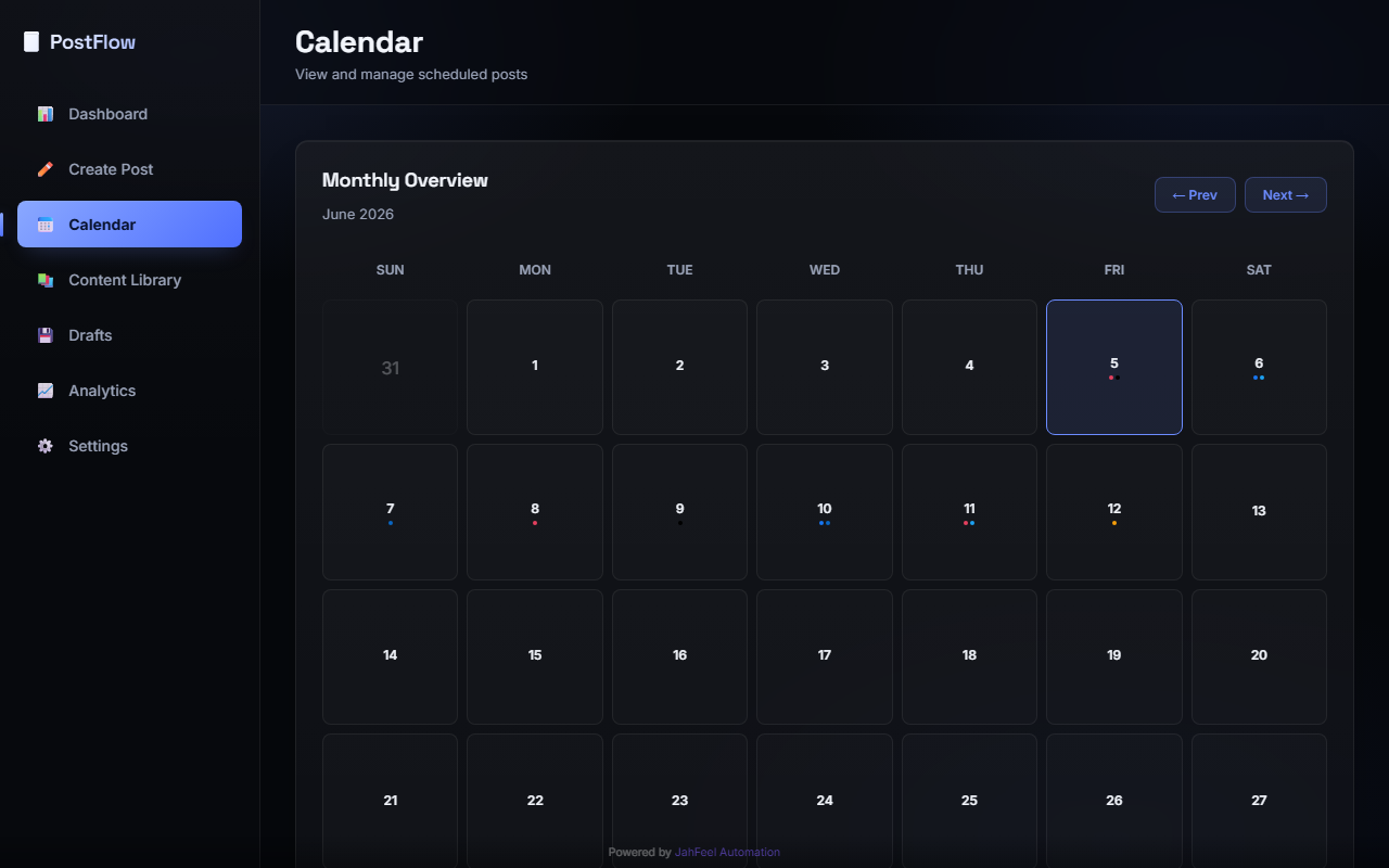 Content calendar